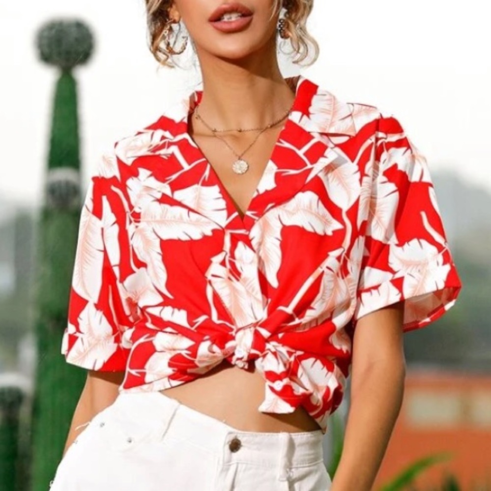 Red floral shirt ( never worn)